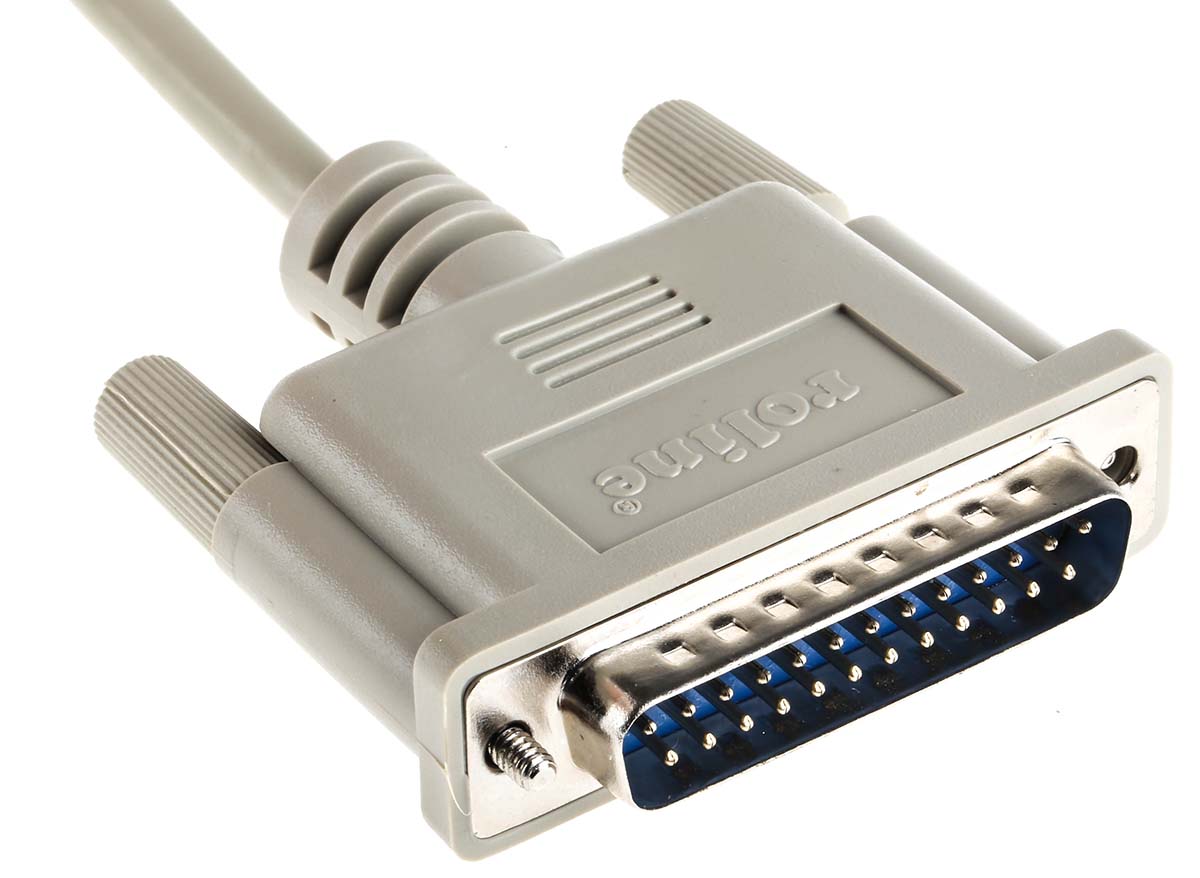 11013618-25 Roline Male D-Sub 25-Pin to Female DB25 Serial Cable, 1.8 m Polyvinyl Chloride