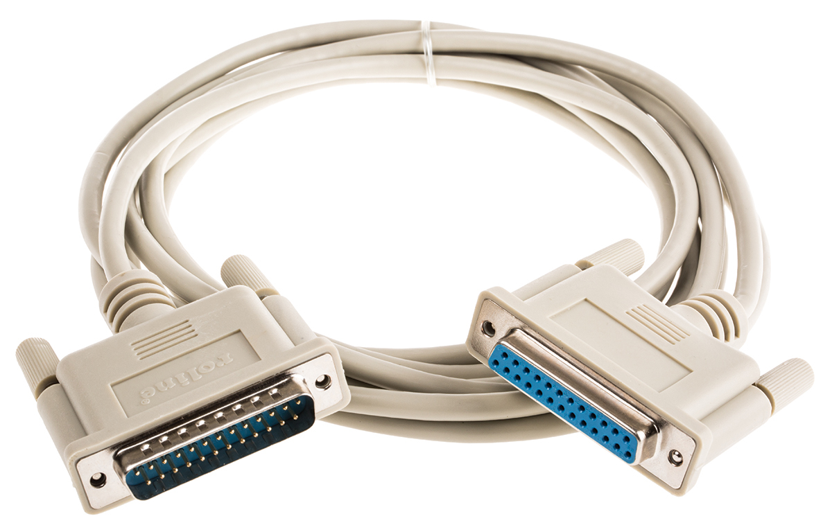 Roline Male D-Sub 25-Pin to Female DB25 Serial Cable, 6 m Polyvinyl Chloride, SUB-D Series