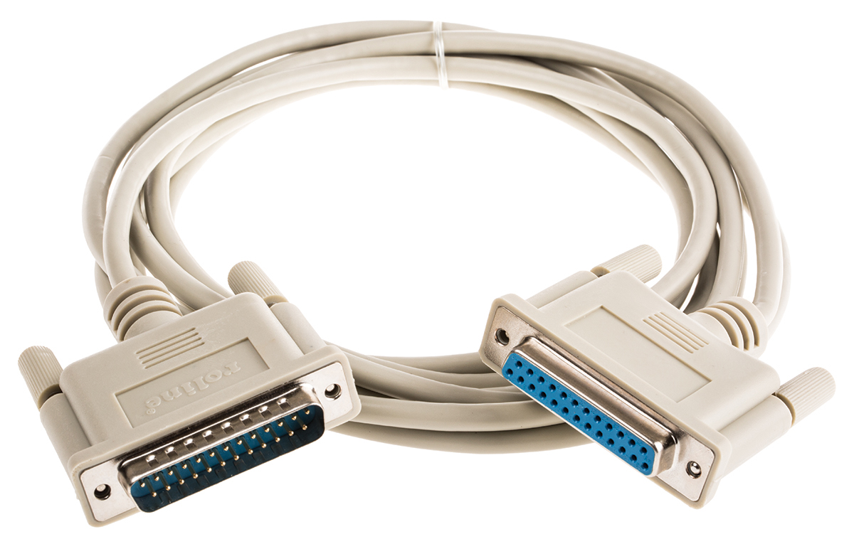 Roline Male D-Sub 25-Pin to Female DB25 Serial Cable, 9 m Polyvinyl Chloride, SUB-D Series