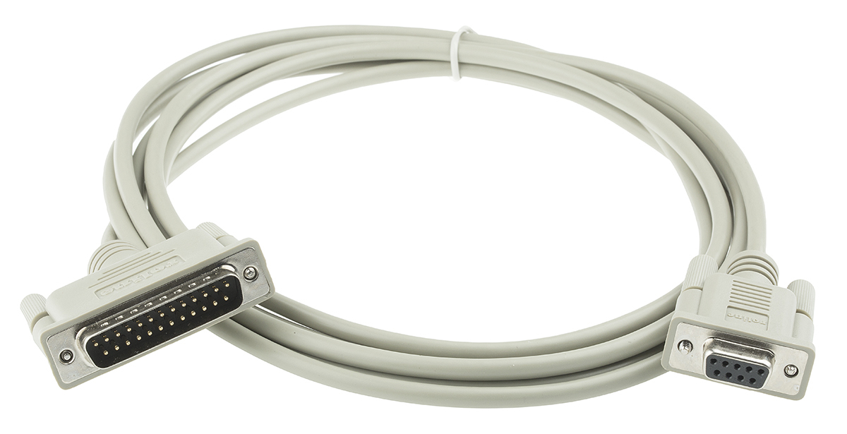 Roline Male DB25 Male to Female DB9 Female Serial Assembly, 1.8 m Polyvinyl Chloride