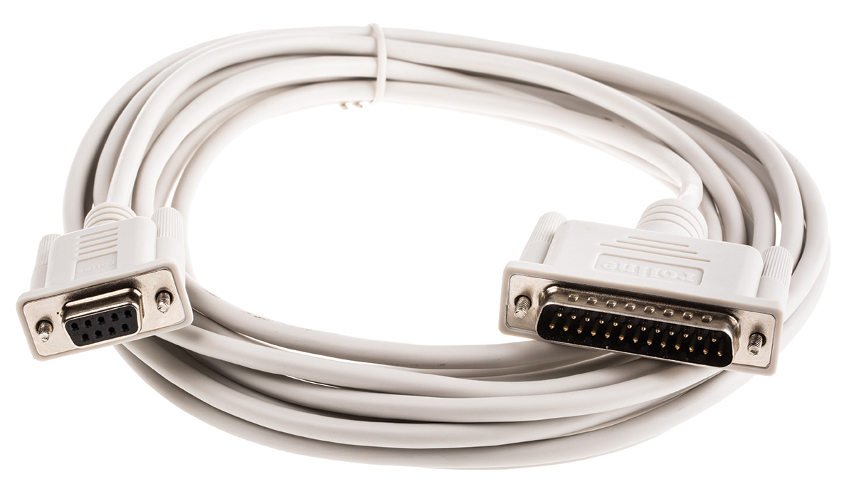 Roline Female D-Sub 25-Pin, D-Sub 9-Pin to Male DB25 Serial Cable, 6 m Polyvinyl Chloride