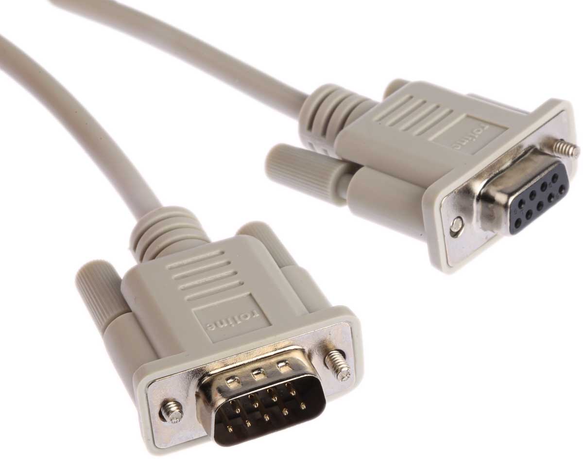 Roline Male D-Sub 9-Pin to Female DB9 Serial Cable, 10 m Polyvinyl Chloride