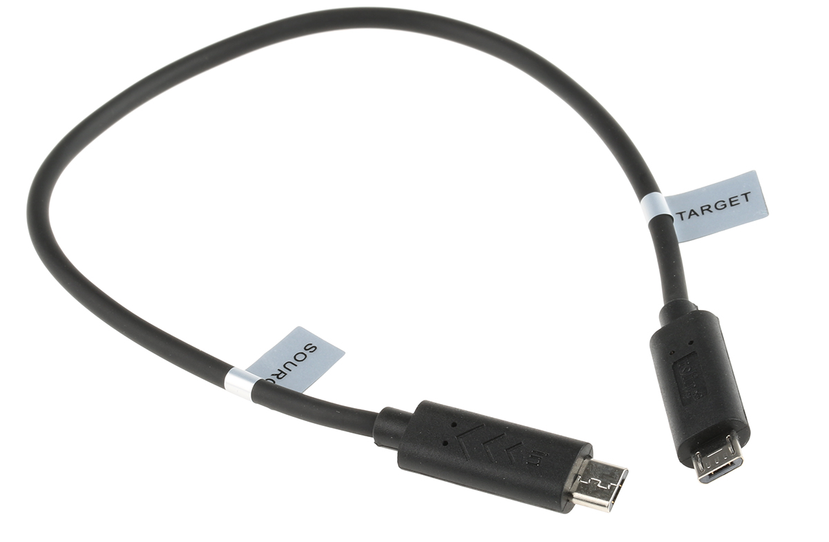 11028307-10 Roline USB Cable, Male Micro USB Type B to Male, USB 2.0 Micro USB Type B, Black, 300 mm