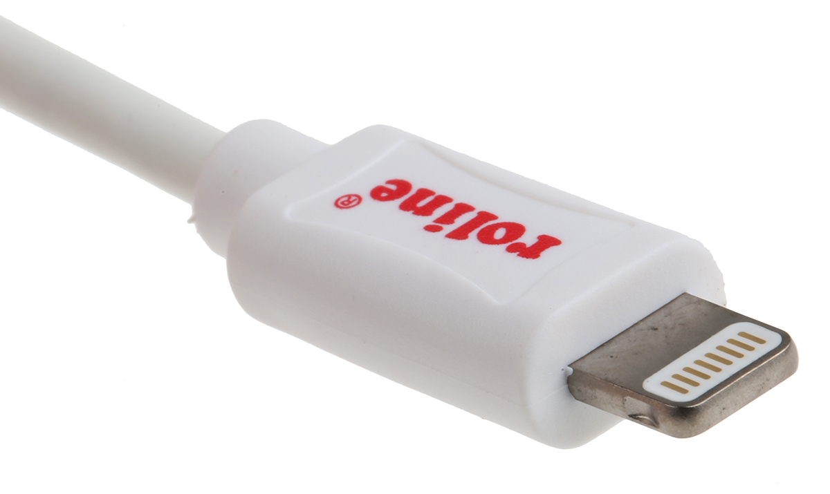 11028321-20 Roline USB Cable, Male USB Type A to Male, USB 2.0 Lightning Connector, White, 1 m