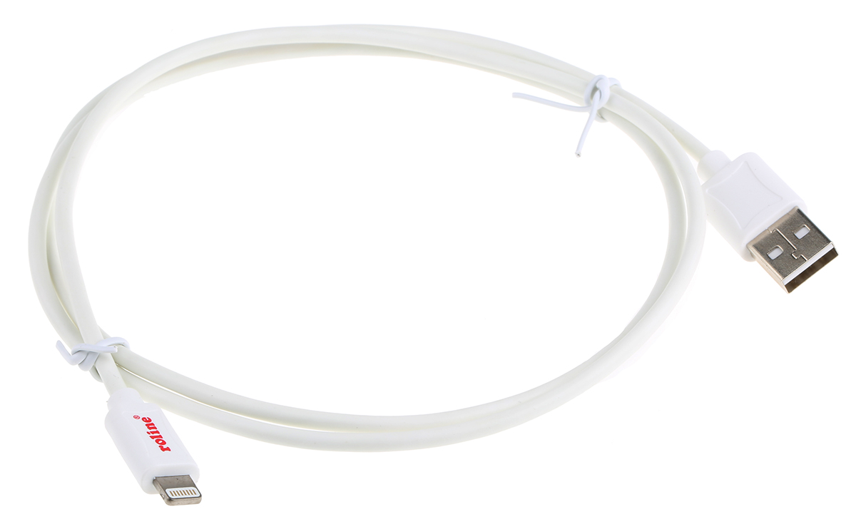 11028321-20 Roline USB Cable, Male USB Type A to Male, USB 2.0 Lightning Connector, White, 1 m