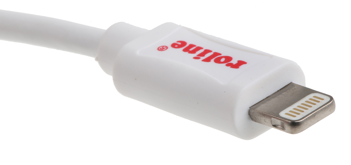11028322-20 Roline USB Cable, Male USB Type A to Male, USB 2.0 Lightning Connector, White, 1.8 m