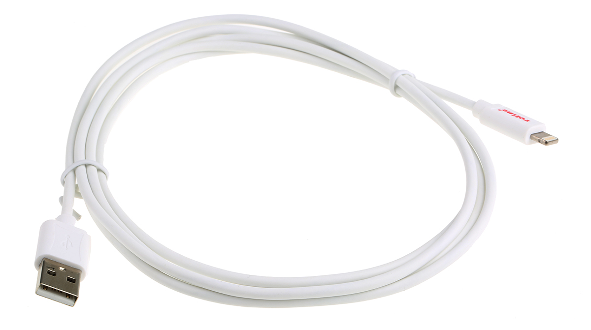 11028322-20 Roline USB Cable, Male USB Type A to Male, USB 2.0 Lightning Connector, White, 1.8 m