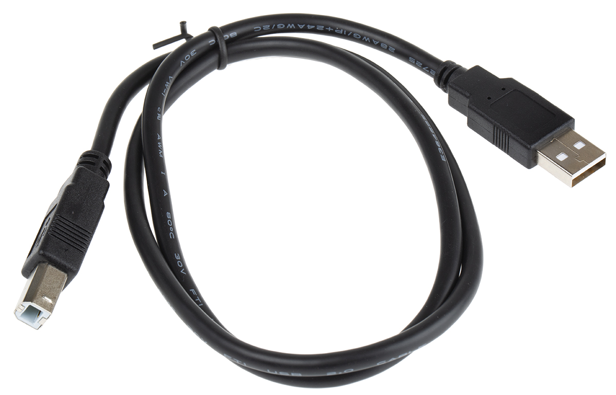 11028808-50 Roline USB Cable, Male USB Type A to Male, USB 2.0 USB B, Black, 800 mm