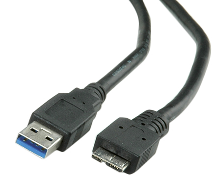 Roline USB Cable, Male USB Type A to Male, USB 3.0 Micro USB Type B, Black, 800 mm