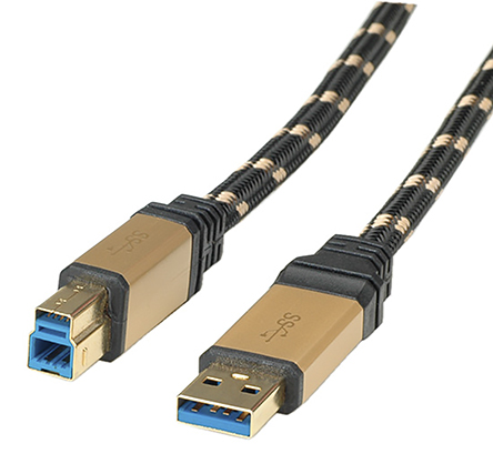 Roline USB Cable, Male USB Type A to Male, USB 3.0 USB B, Black, 800 mm