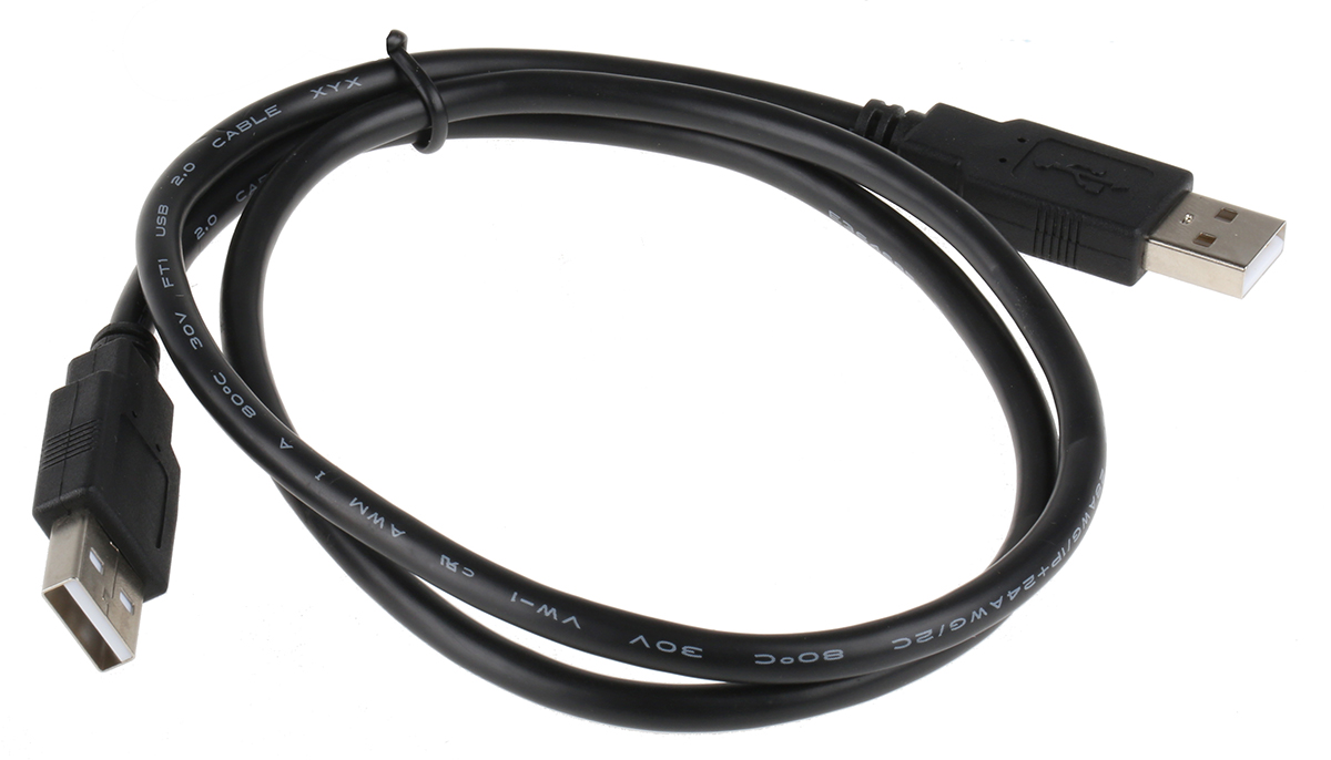 11028908-50 Roline USB Cable, Male USB Type A to Male, USB 2.0 USB Type A, Black, 800 mm