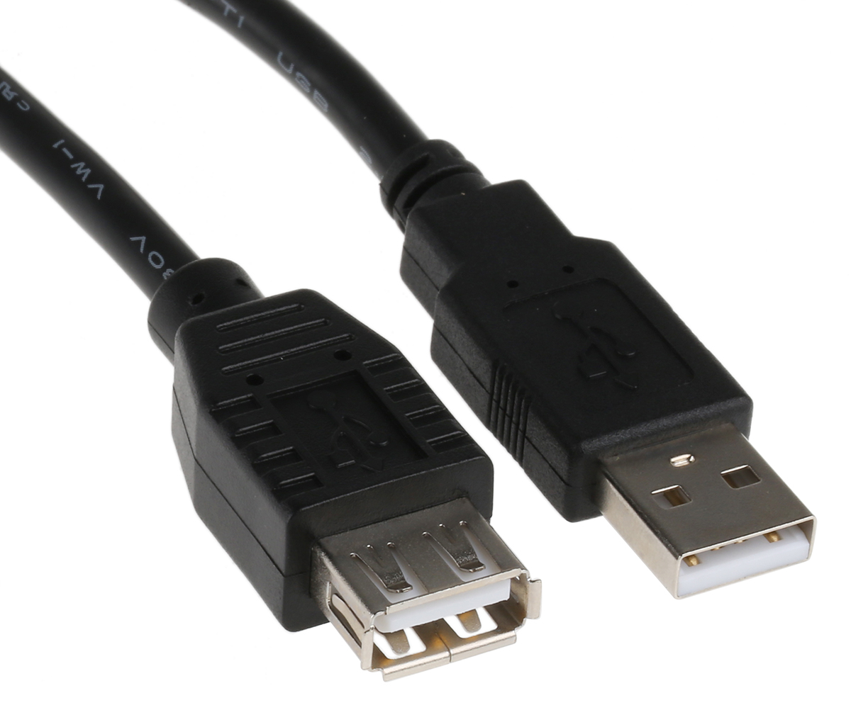 Roline  USB 2.0, Male USB Type A to Female USB Type A, Black, 800 mm