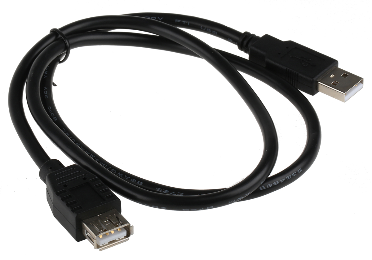 11028947-50 Roline  USB 2.0, Male USB Type A to Female USB Type A, Black, 800 mm