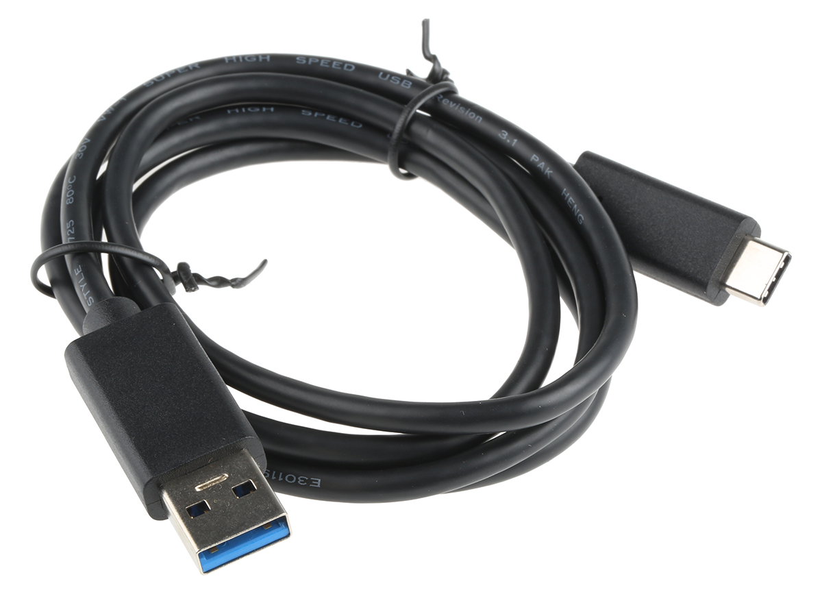 11029011-10 Roline USB Cable, Male USB Type A to Male, USB 3.1 USB Type C, Black, 1 m