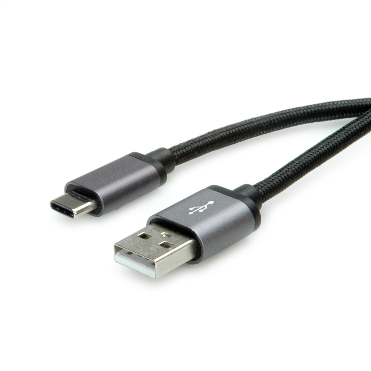 Roline USB Cable, Male USB Type C to Male, USB 2.0 USB Type A, Black, 1.8 m