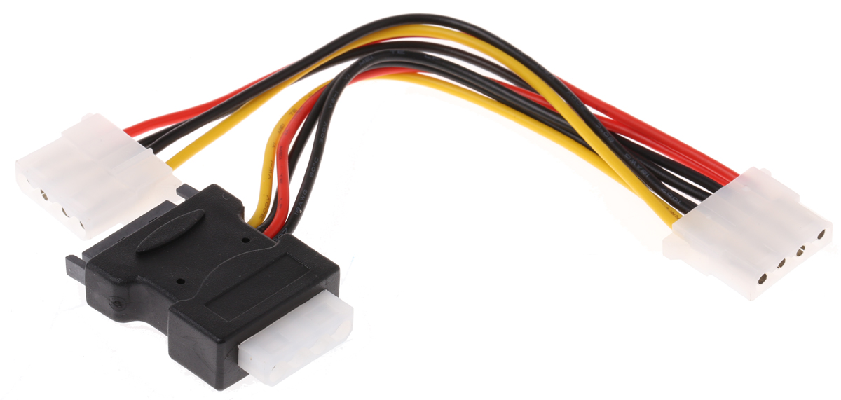 Roline Male SATA to Female 4 Pin HDD SATA Cable, 200 mm
