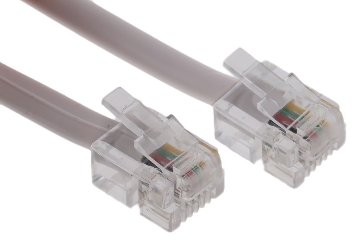 Roline Male RJ11 to Male RJ45 Telephone Extension Cable, Grey Sheath, 6 m
