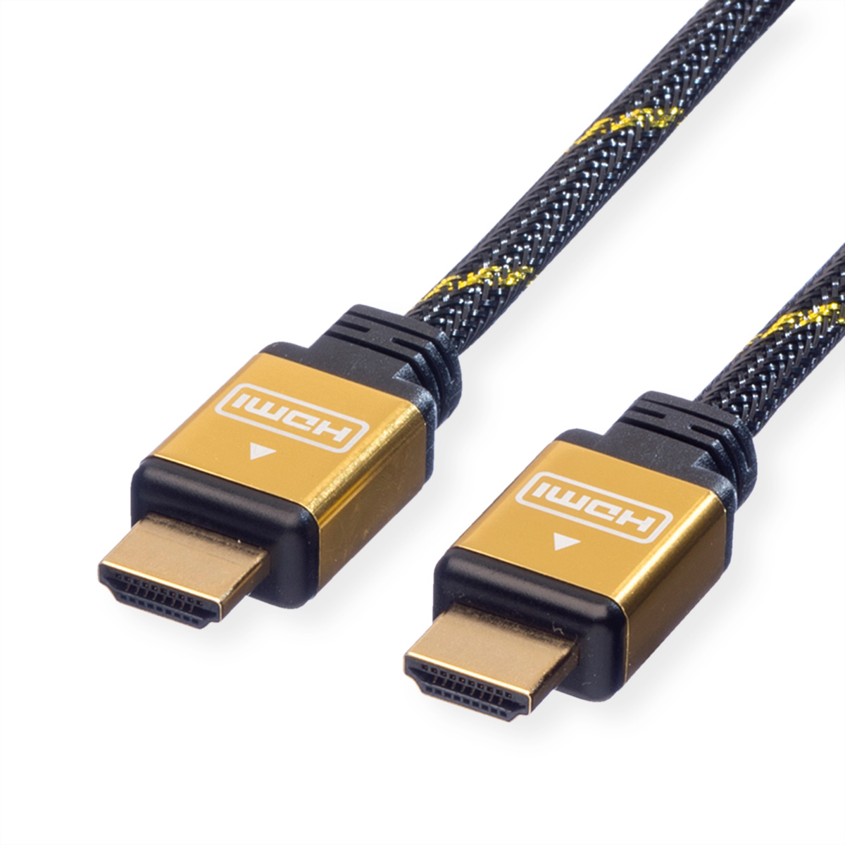 Roline ROLINE GOLD series, 1.5 m 3840 x 2160 HDMI Cable, - Male HDMI to Male HDMI, HDMI High Speed, Gold, Black