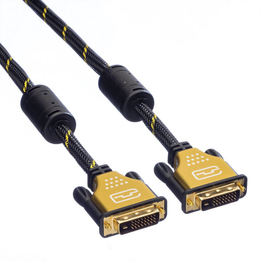 11045511-10 Roline, Male DVI-D to Male DVI-D Cable, 1 m Black, Gold sheath Polyvinyl Chloride