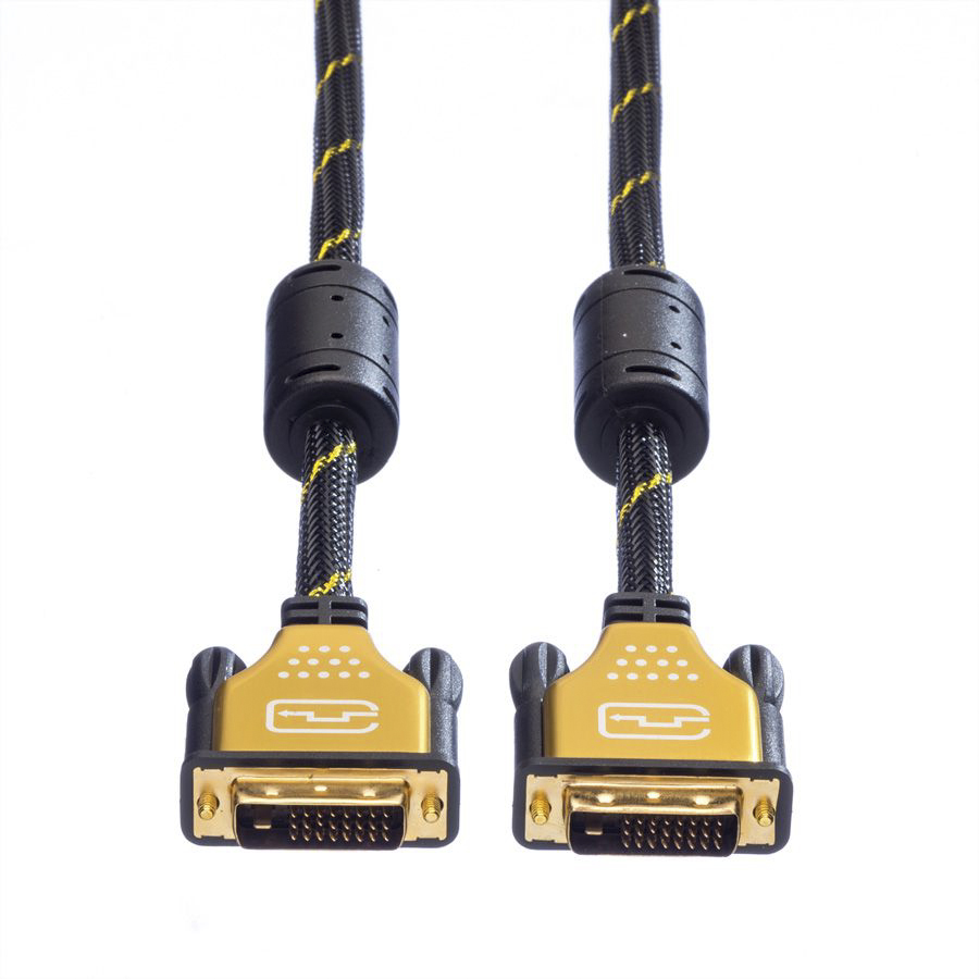 11045511-10 Roline, Male DVI-D to Male DVI-D Cable, 1 m Black, Gold sheath Polyvinyl Chloride
