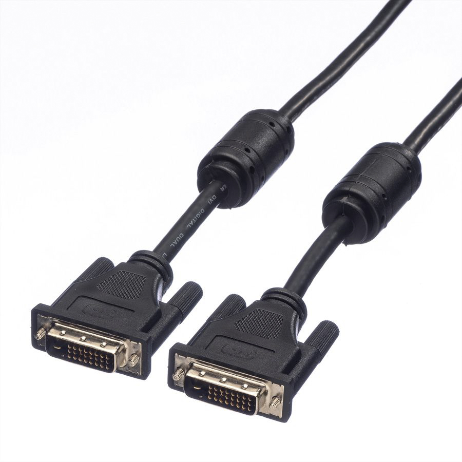 11045555-10 Roline, Male DVI-D to Male DVI-D Cable, 5 m Black sheath Polyvinyl Chloride