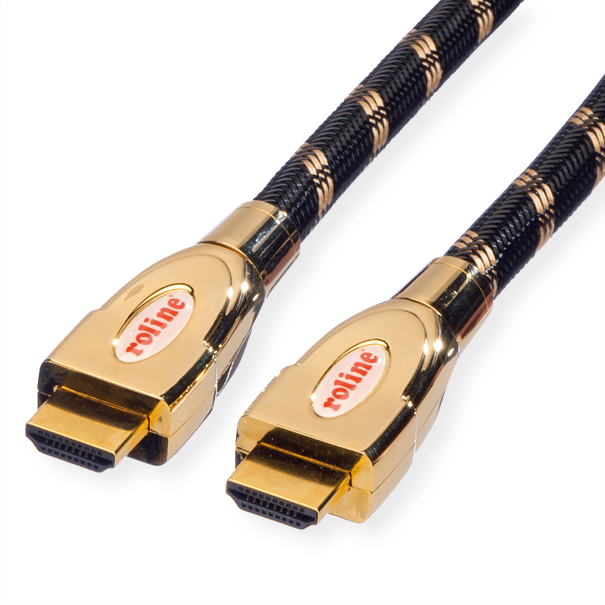 Roline ROLINE GOLD series, 1.5 m 3840 x 2160 HDMI Cable, - Male HDMI to Male HDMI, HDMI 2.0, Gold, Black