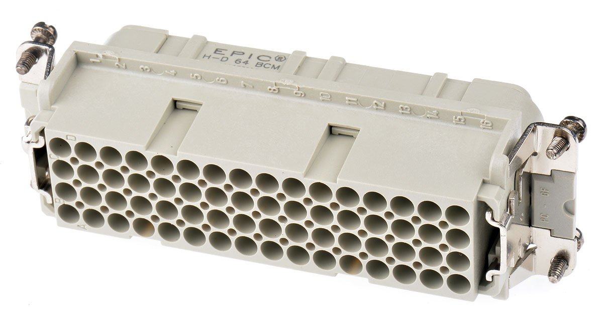 112730 EPIC Heavy Duty Power Connector Insert, 10A, HD Series Female, 64 Contacts