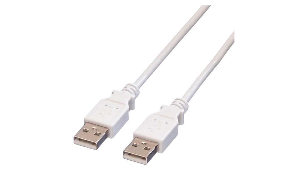 Value USB Cable, Male USB Type A to Male, USB 2.0 USB Type A, White, 3 m