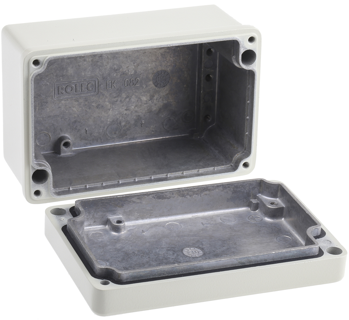 110082101 ROLEC Conform Series Grey Die Cast Aluminium Enclosure, IP67, IP66 67 mm, 129 mm, 84 mm
