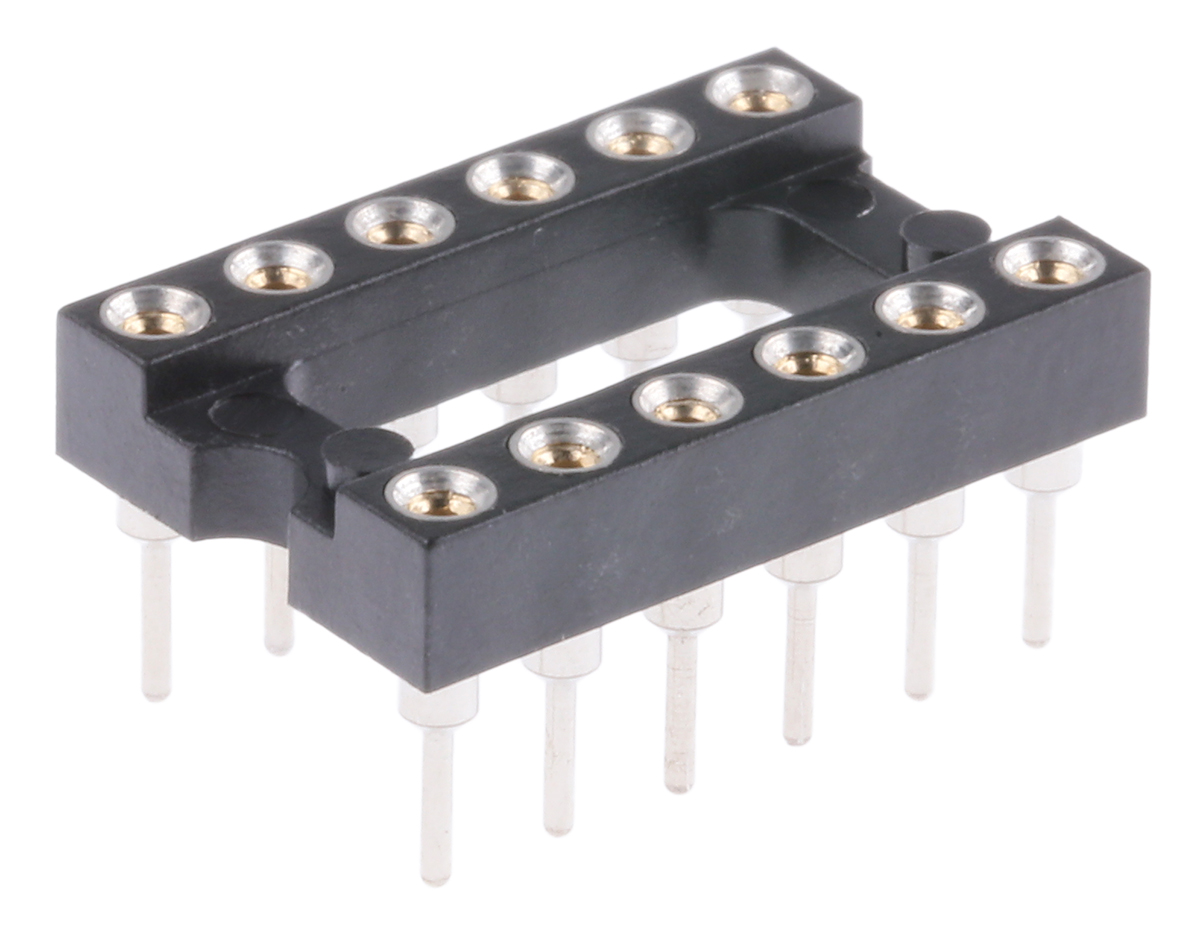 Preci-Dip, 110 2.54 mm Pitch Vertical 12 Way, Through Hole Turned Pin Open Frame DIL Socket, 1A