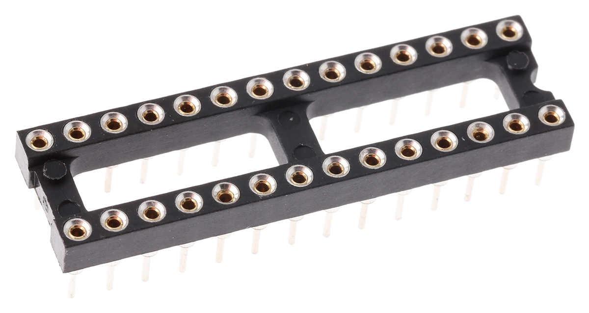 Preci-Dip, 110 2.54 mm Pitch Vertical 28 Way, Through Hole Turned Pin Open Frame DIL Socket, 1A