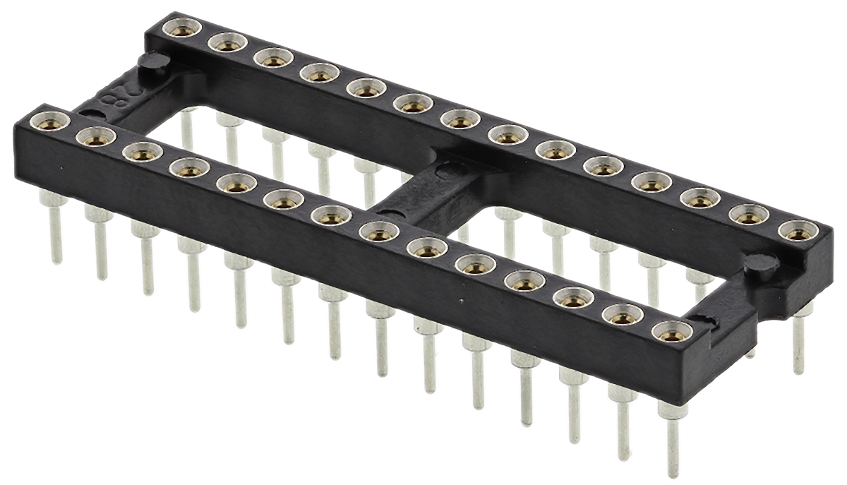Preci-Dip, 110 2.54 mm Pitch Vertical 28 Way, Through Hole Turned Pin Open Frame DIL Socket, 1A