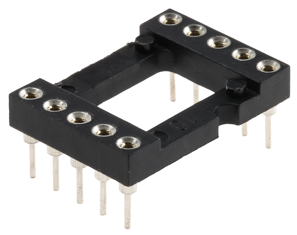 Preci-Dip, 110 2.54 mm Pitch Vertical 10 Way, Through Hole Turned Pin Open Frame DIL Socket, 1A