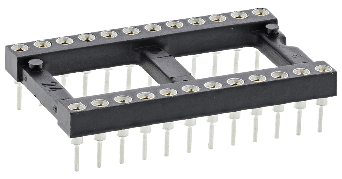 Preci-Dip, 110 2.54 mm Pitch Vertical 24 Way, Through Hole Turned Pin Open Frame DIL Socket, 1A