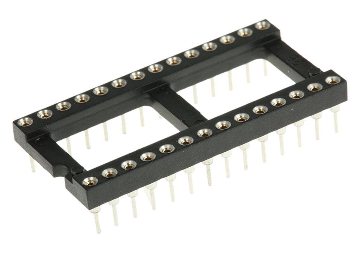 Preci-Dip, 110 2.54 mm Pitch Vertical 28 Way, Through Hole Turned Pin Open Frame DIL Socket, 1A