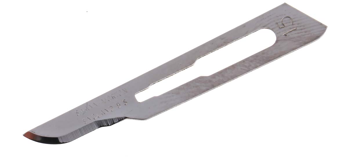 Swann-Morton Carbon Steel Curved Scalpel Blade, No.15, 100 per Package