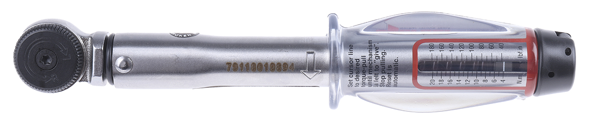 Norbar Torque Tools Click Torque Wrench, 4 to 20 nm, 3/8 in Drive, Square Drive, 220mm Overall, RSCAL