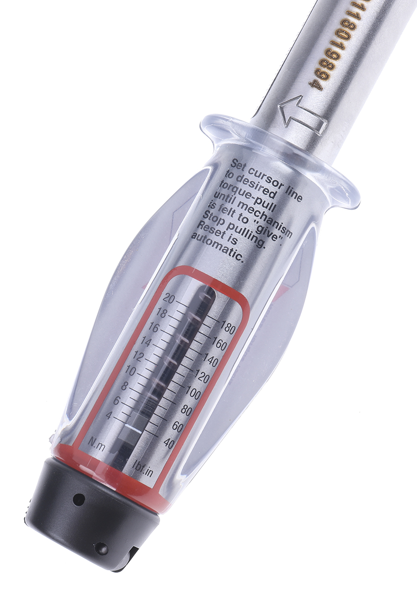 11087 Norbar Torque Tools Click Torque Wrench, 4 to 20 nm, 3/8 in Drive, Square Drive, 220mm Overall, RSCAL