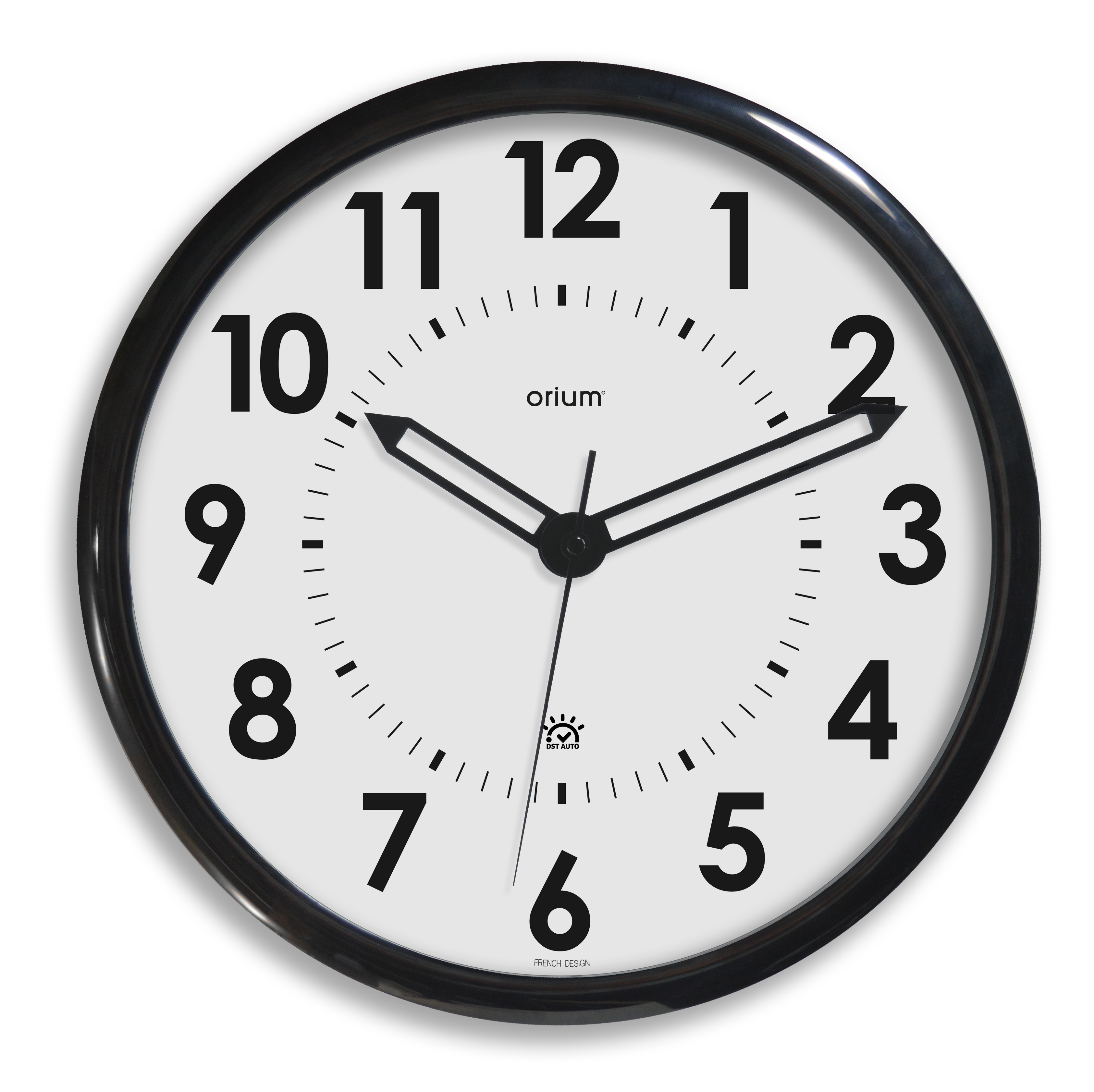 11097 Orium Black Radio Controlled Analogue Clock, 360 mm Diameter Wall