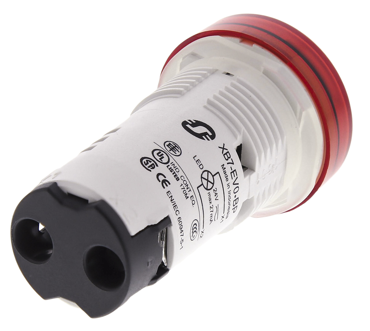 xb7ev04bp Schneider Electric Harmony XB7 Red LED Pilot Light Head, 22.5mm Cutout, IP20 (Rear Face), IP54 (Front Face), 24 V
