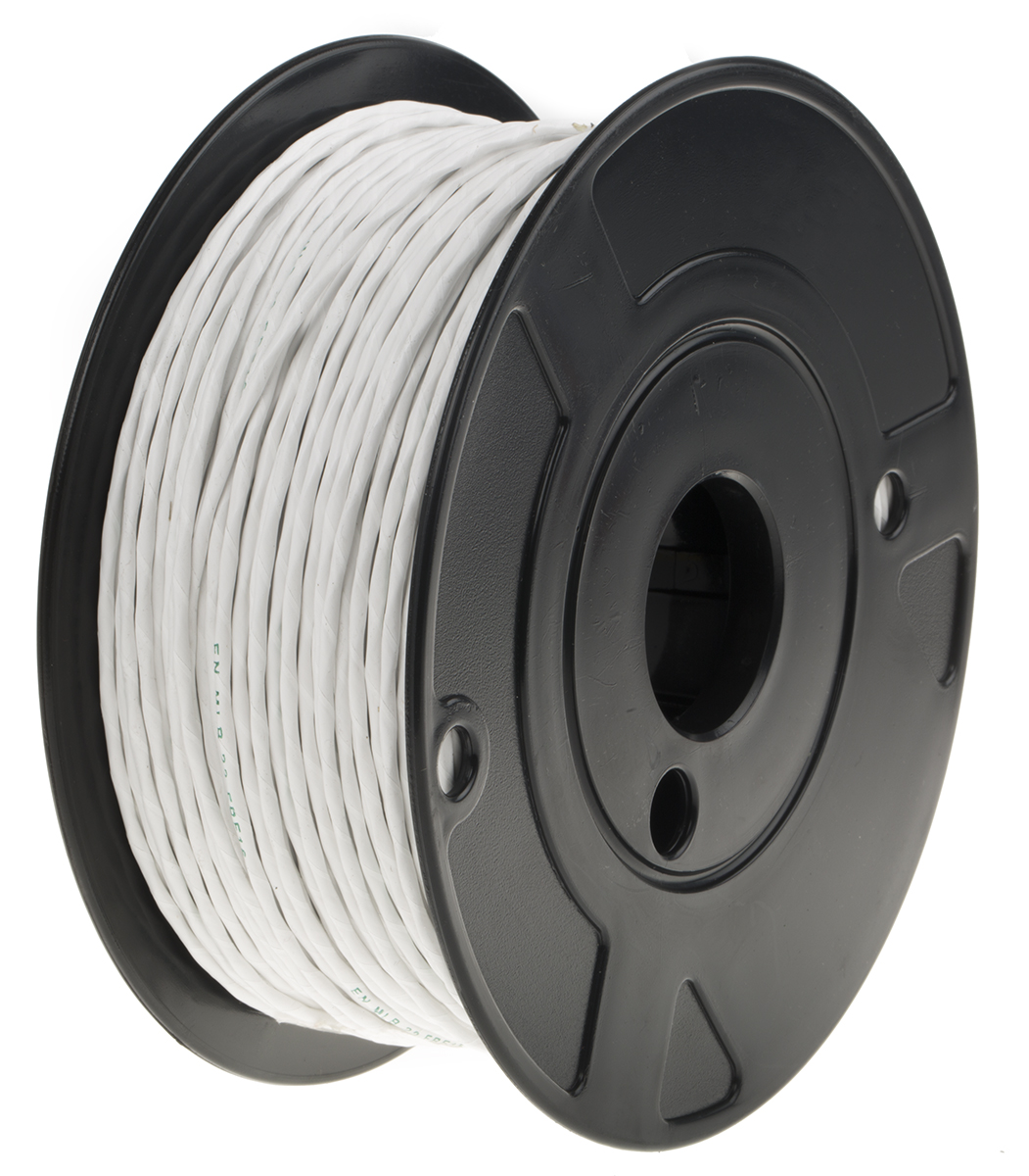 111-3155 RS PRO Data Cable, 1 Pairs, 100 m, White Sheath Polytetrafluoroethylene, Polyimide Tape