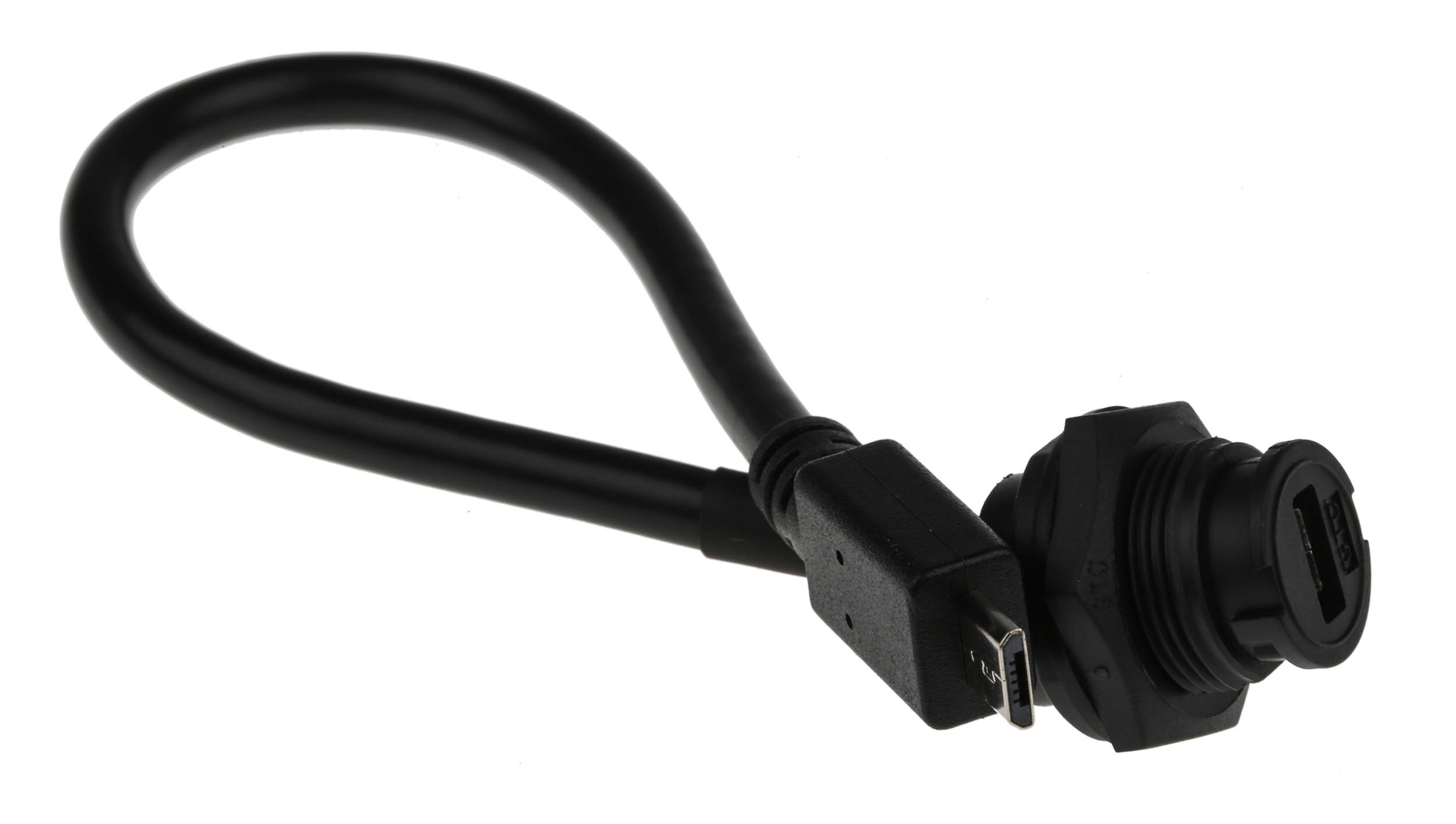 RS PRO USB Cable, Female Micro USB Type B to Male, USB 2.0 USB B, Black, 200 mm