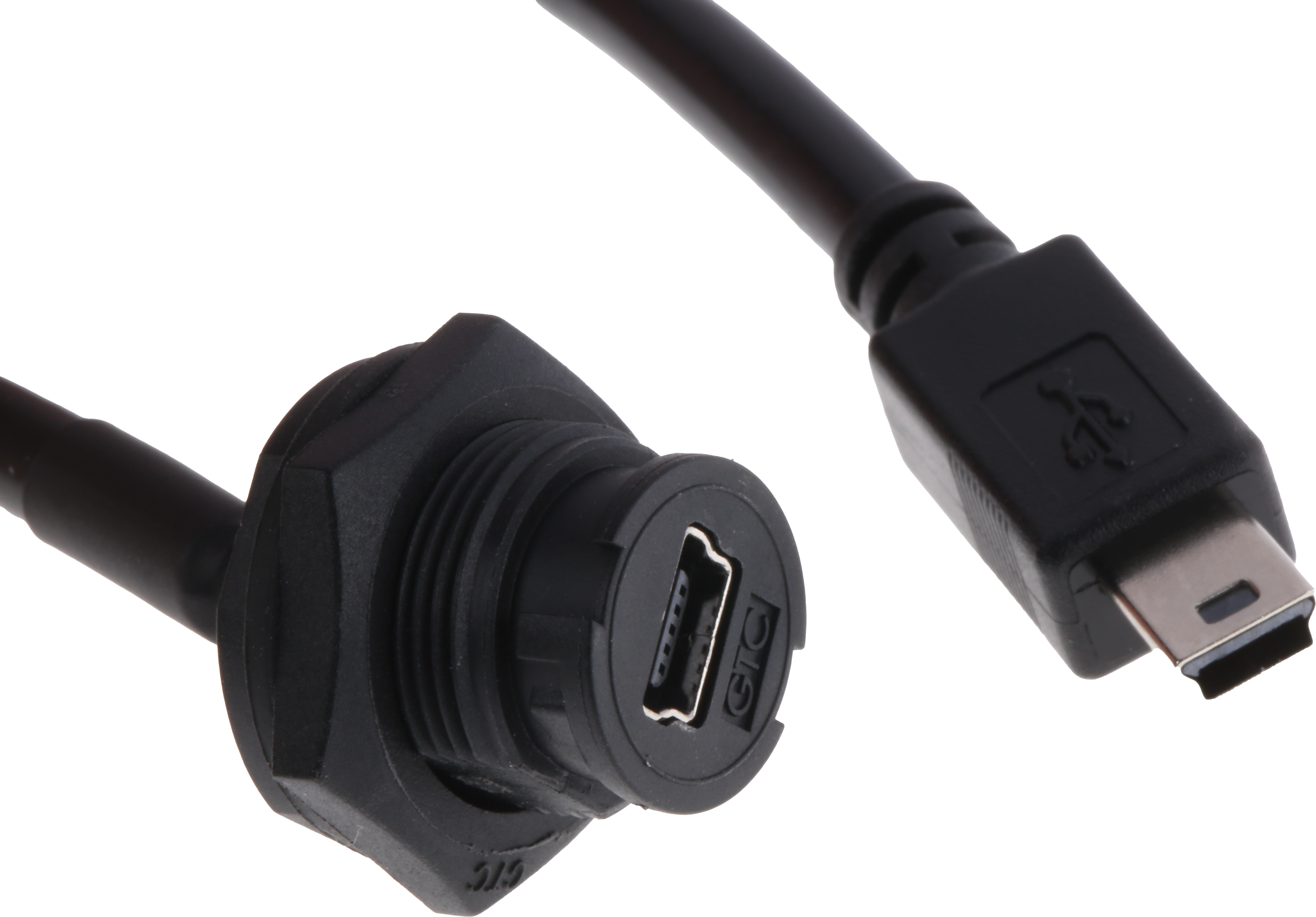 RS PRO USB Cable, Male Mini USB Type B to Female Mini USB Type B, Black, 200 mm