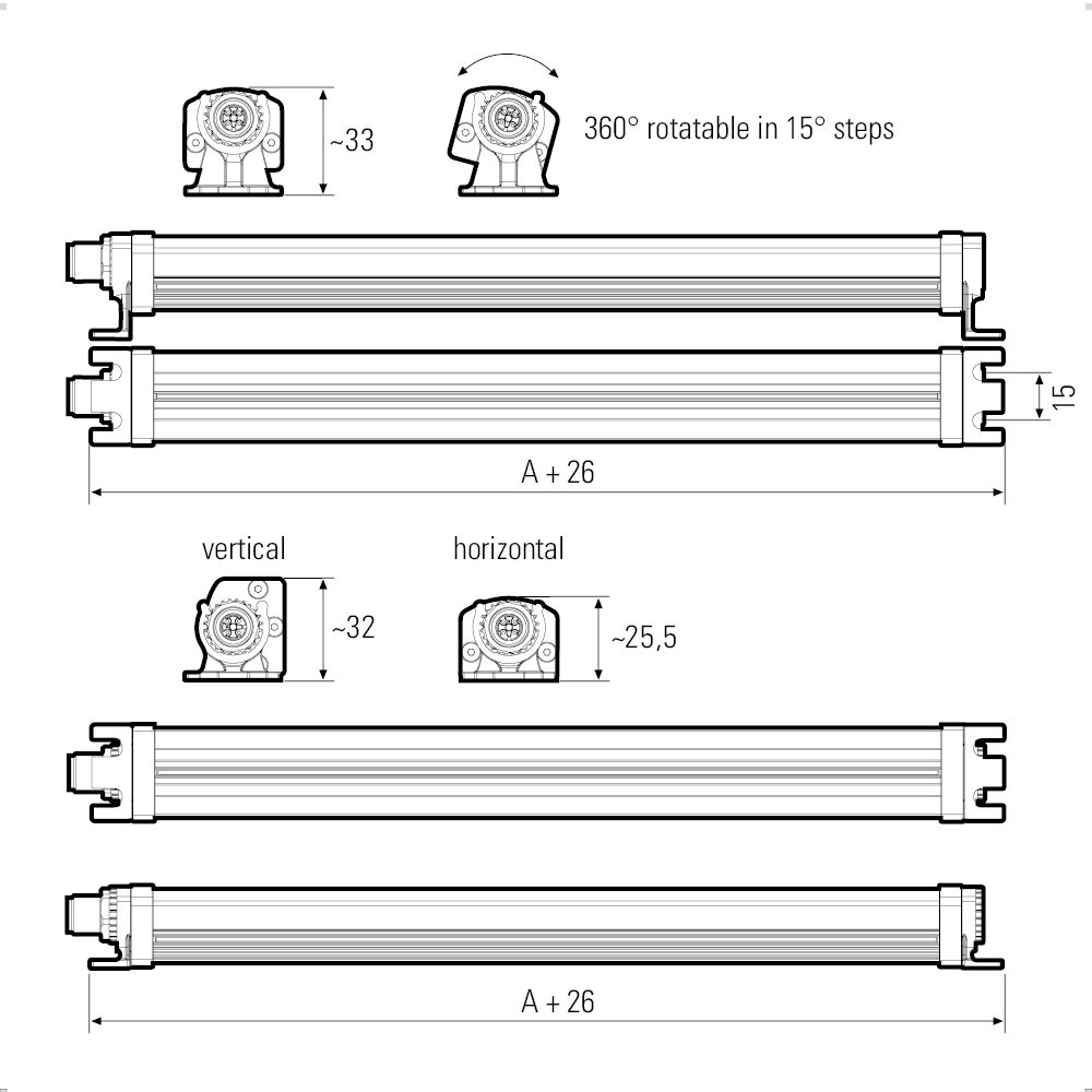 111010-33 LED2WORK LEANLED II LED Machine Light, 8 W, 24V dc, IP54, 350 mm