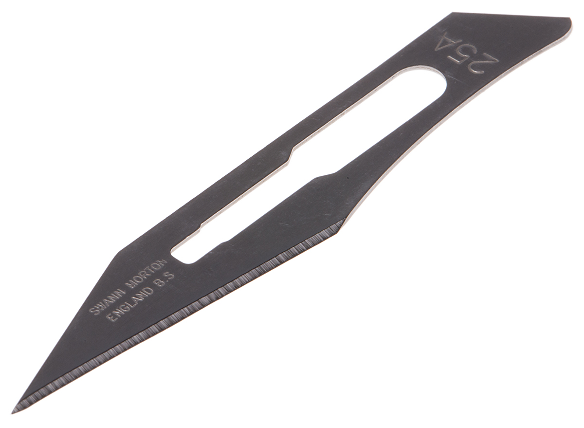Swann-Morton Carbon Steel Straight Scalpel Blade, 25A, 100 per Package