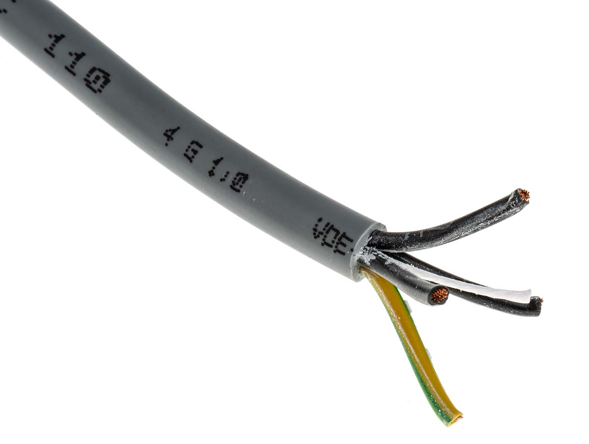 Lapp YY Control Cable, 4 Cores, 1 mm² CSA 17 AWG, Unscreened, 50 m, Grey Polyvinyl Chloride Sheath