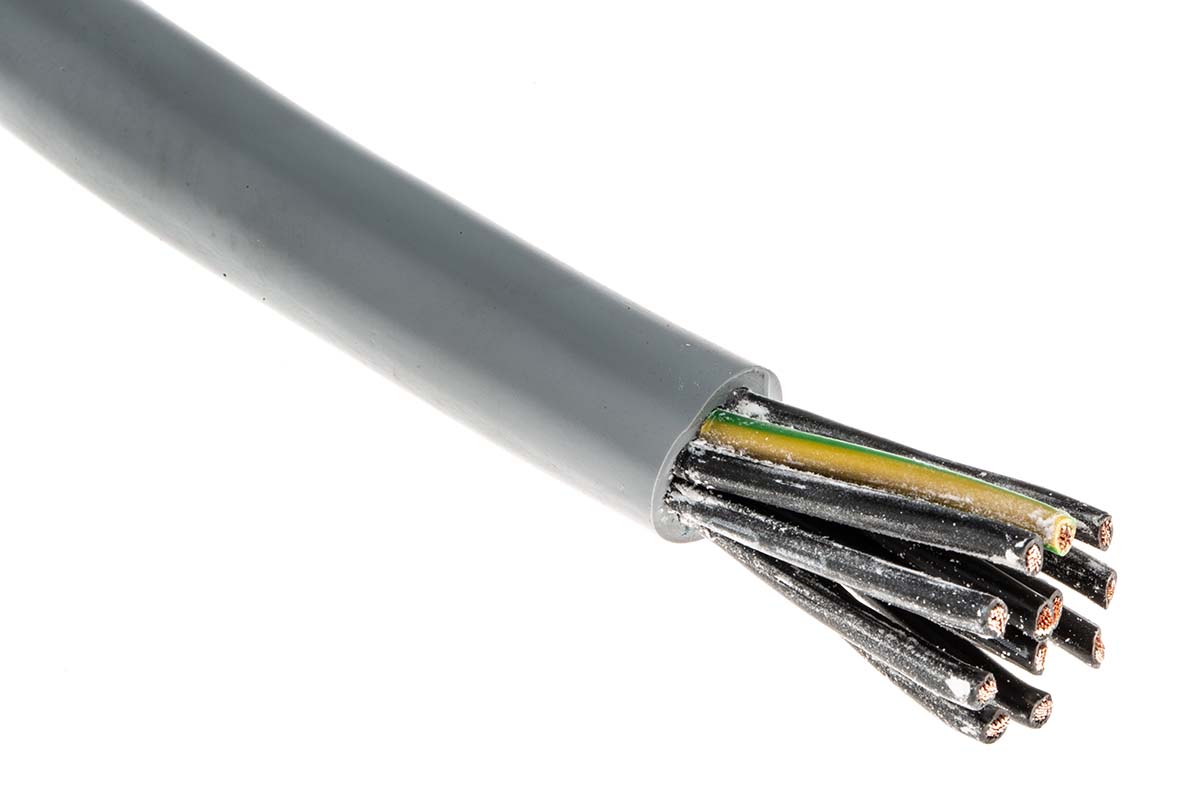 Lapp YY Control Cable, 12 Cores, 1.5 mm² CSA 16 AWG, Unscreened, 50 m, Grey Polyvinyl Chloride Sheath