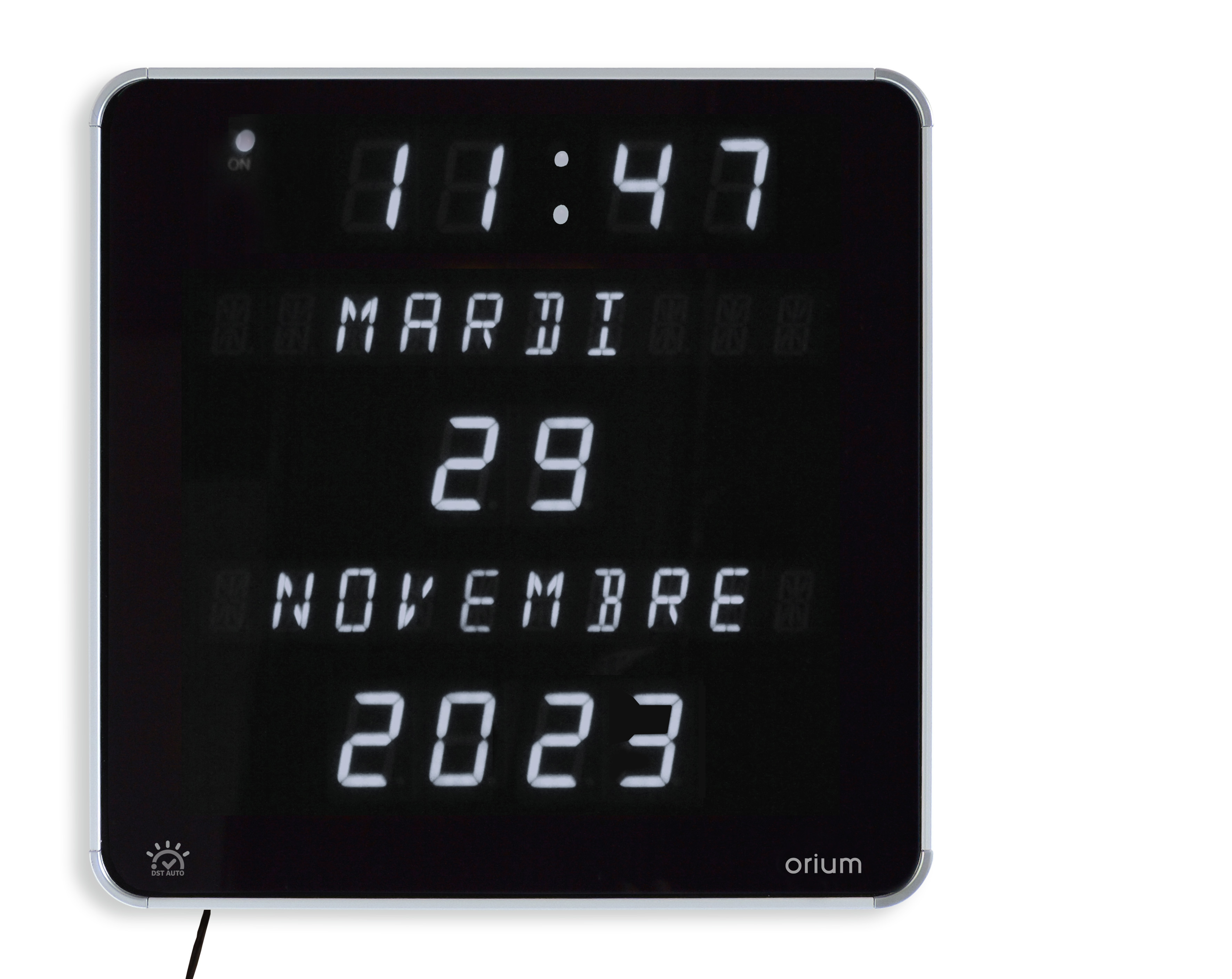 Orium Black, Silver Digital Clock, 2.5 cm Diameter Desktop, Wall