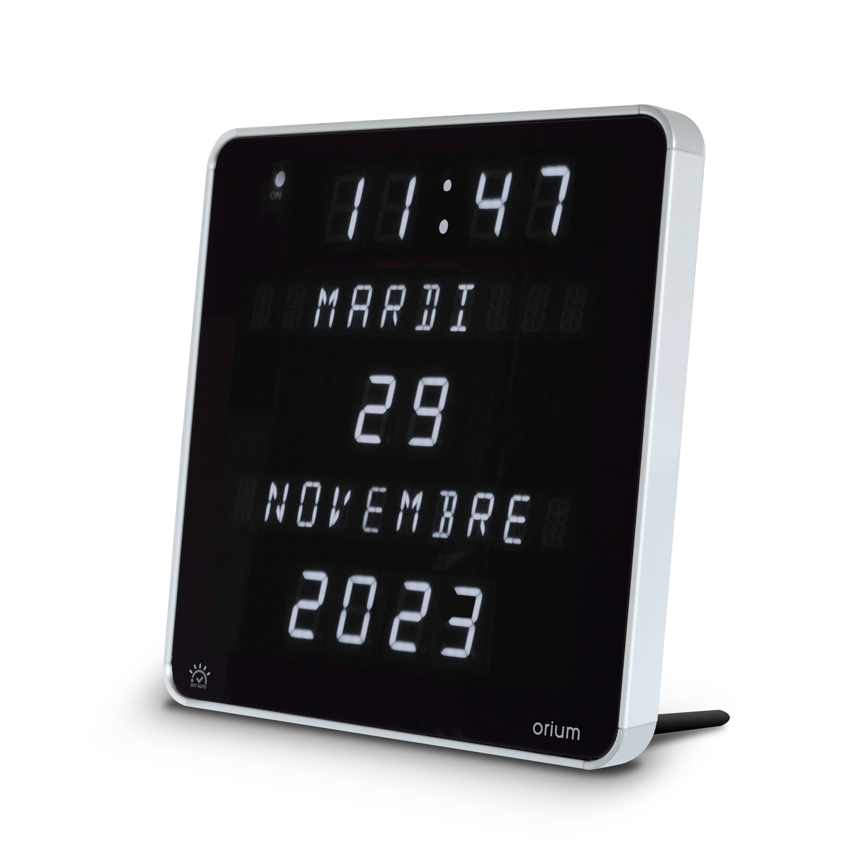 11193 Orium Black, Silver Digital Clock, 2.5 cm Diameter Desktop, Wall