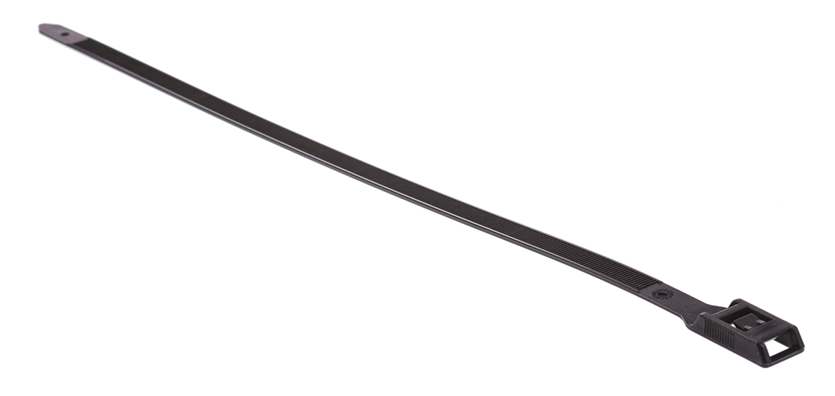 HellermannTyton Cable Tie, Releasable, 350 mm x 9mm, Black Polyamide 66
